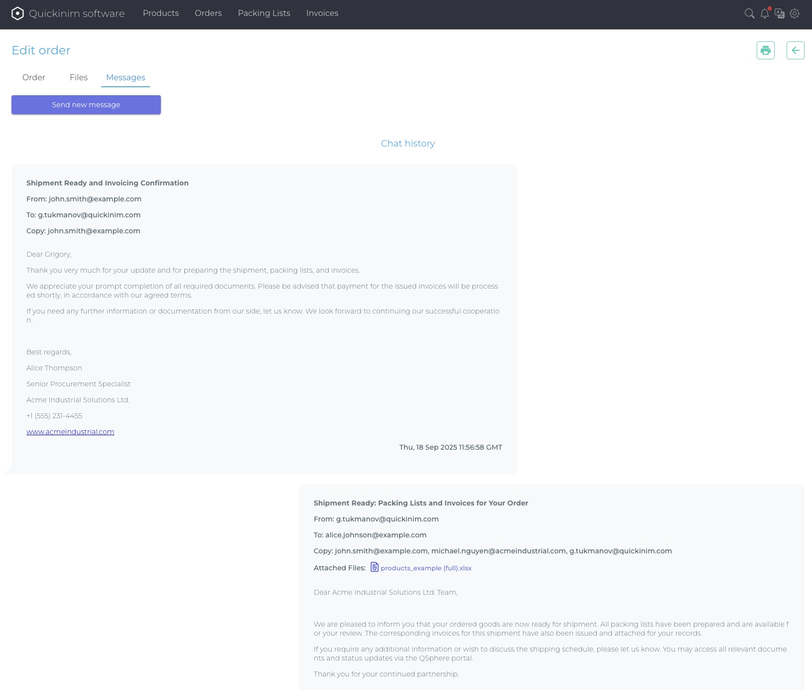 In order communication