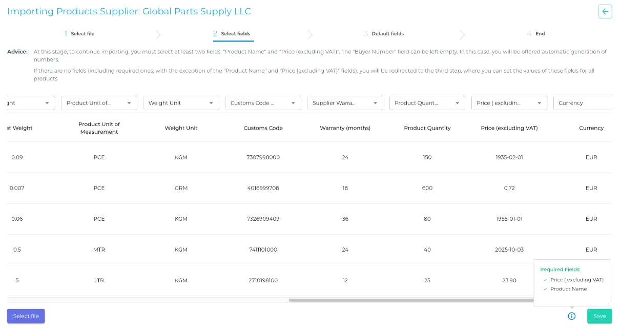 Import product suppliers